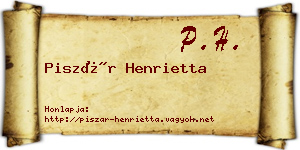 Piszár Henrietta névjegykártya